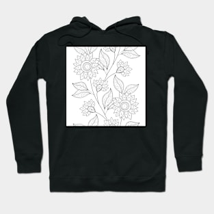 Non Colored Pattern with Floral Motifs Hoodie